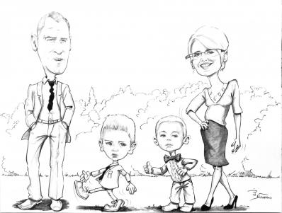 Caricature famille mariage